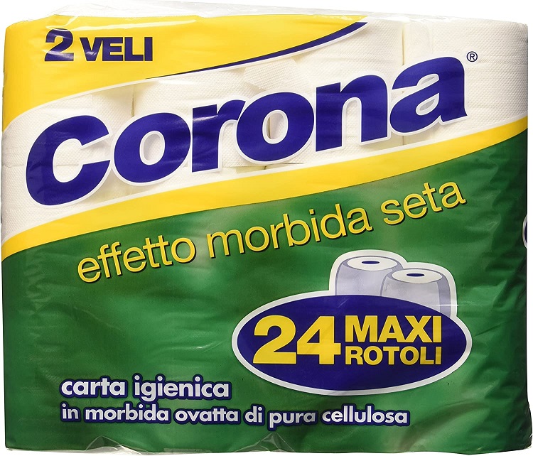 24 rotoli di Carta igienica Corona 2 veli per bagno wc morbida soffice pura.