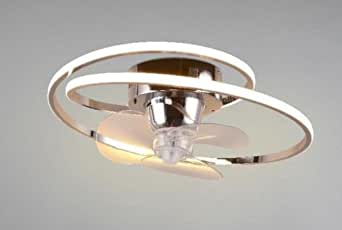 Ventilatore da Soffitto Plafoniera Moderna Led Luce Dimmerabile 50cm Cromo.