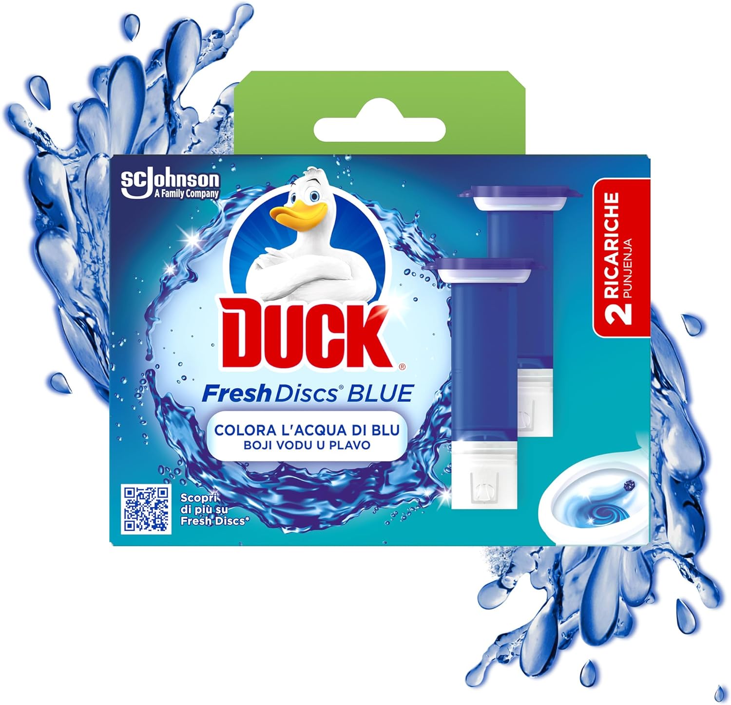 Duck Fresh Discs Blue 2 Ricariche da 6 Dischi Gel Igienizzanti WC per Bagno.