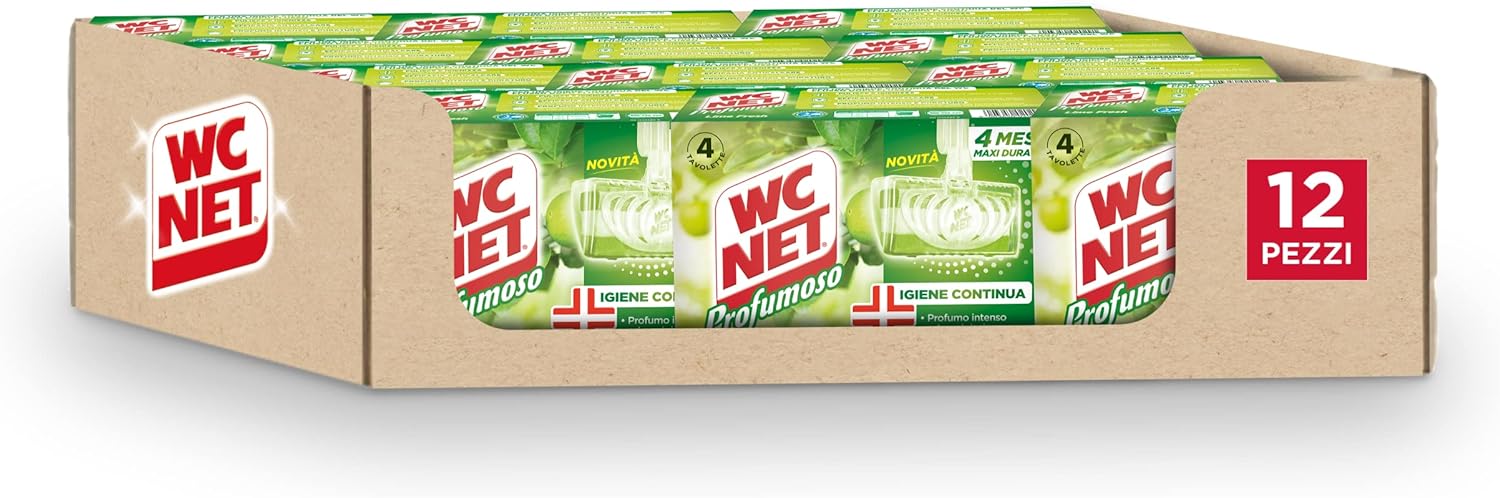 12x Wc Net Tavoletta Profumoso Igiene Continua Fragranza Lime 4 Pezzi x 12 Conf..