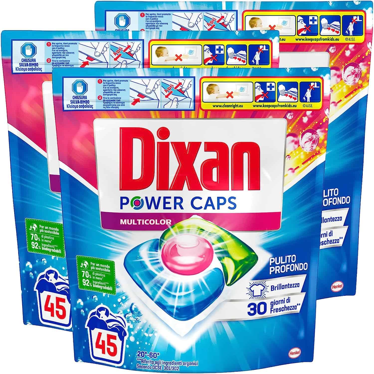 3x Dixan Power Caps Multicolor Detersivo