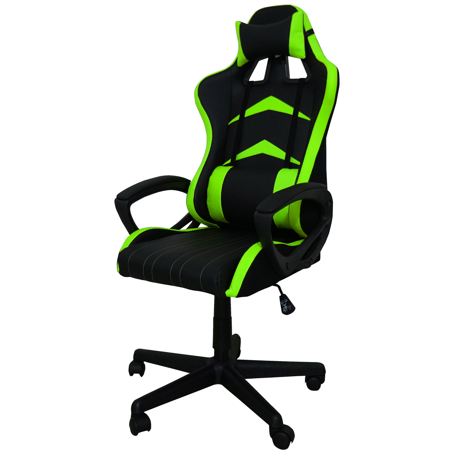 Poltrona sedia gaming verde e nera ergonomica con schienale reclinabile