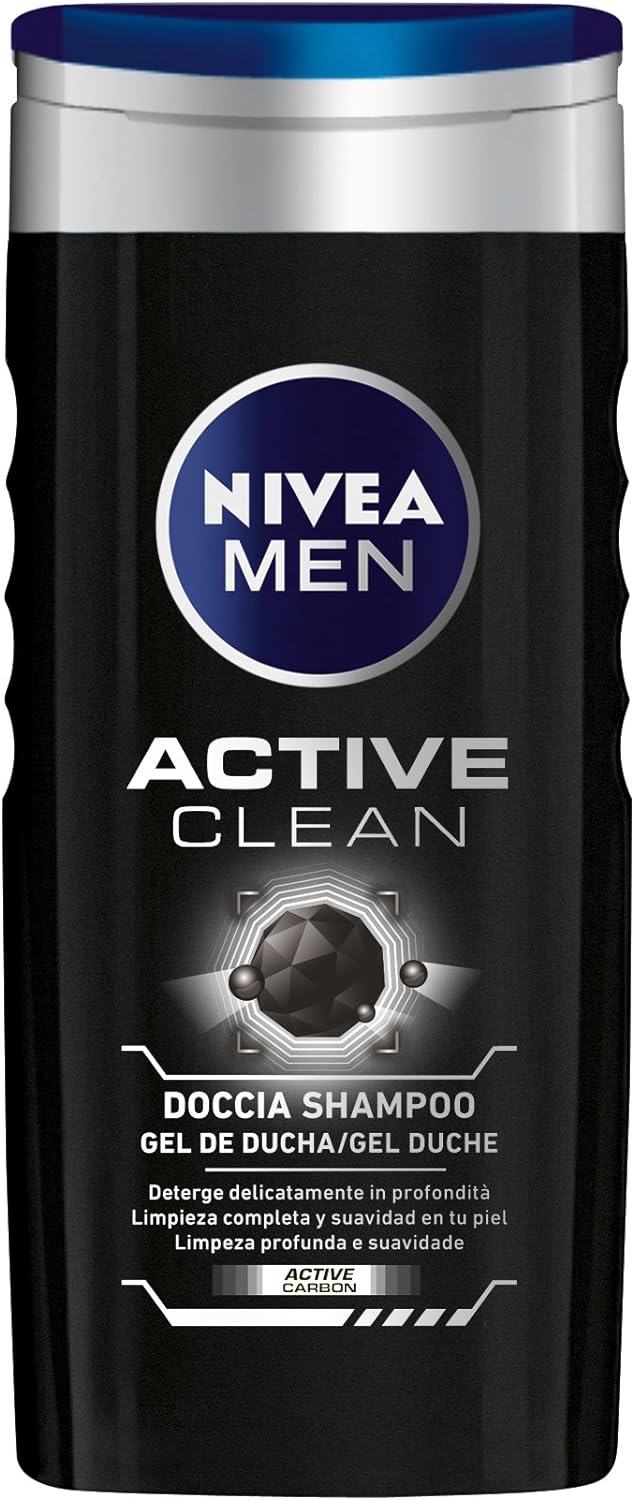 Nivea Doccia Men Active Clean 250Ml Doccia Shampoo Gel Doccia.