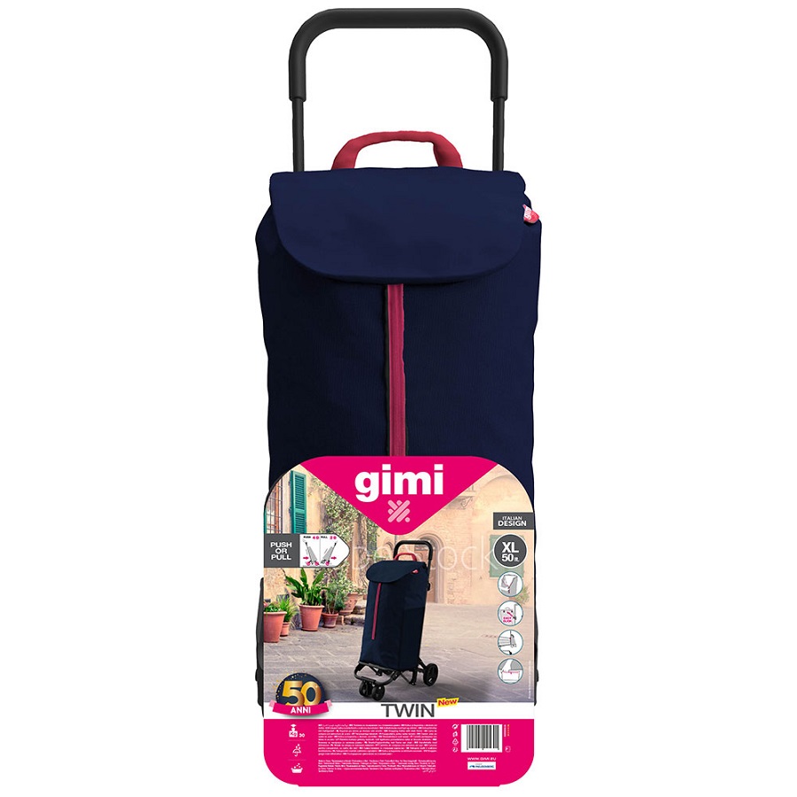 Gimi Twin Carrello Spesa Portaspesa 4 Ruote Blu | LGV Shopping