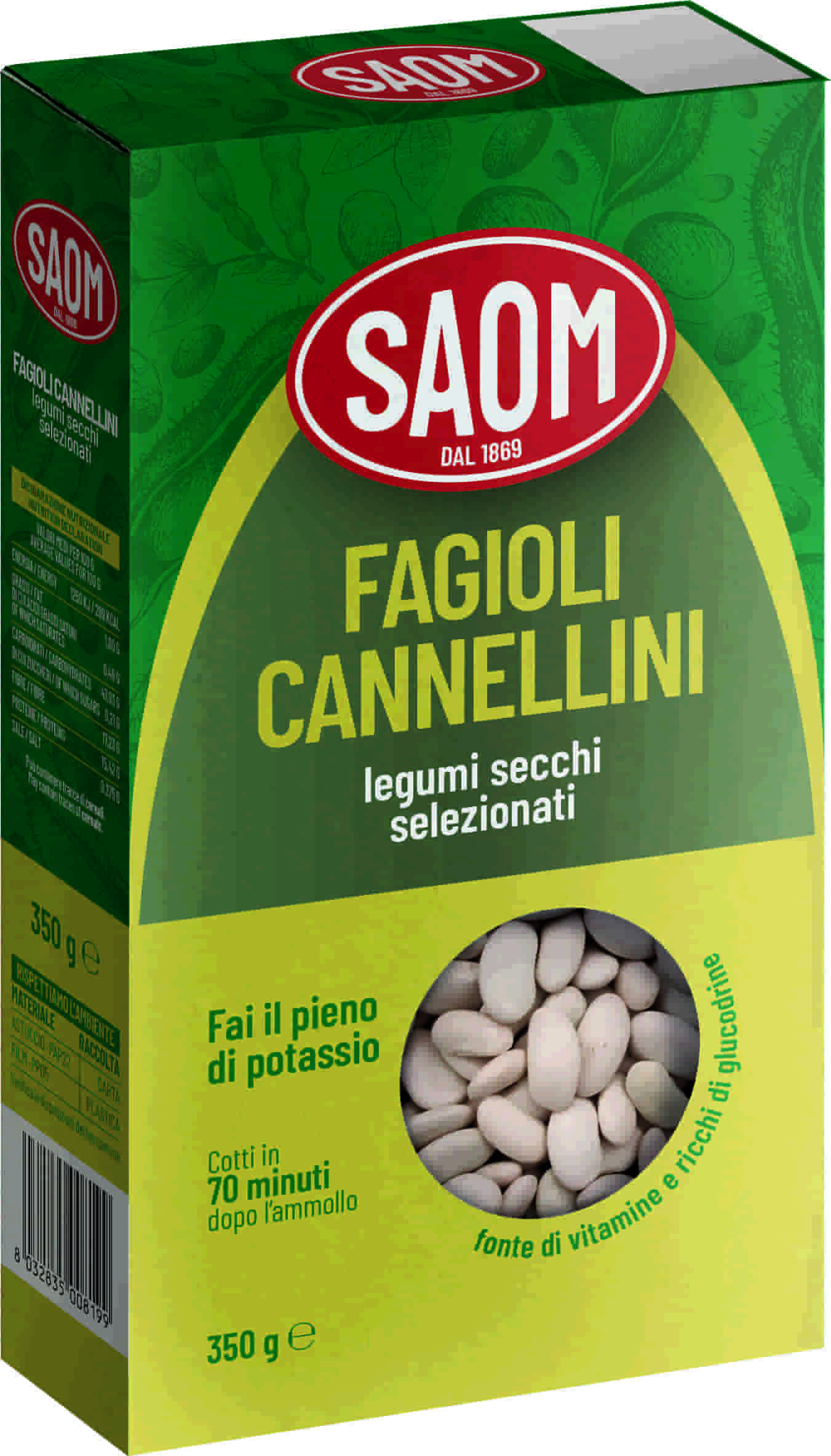 12x Saom Fagioli Cannellini in Scatola da 350gr Legumi Secchi 12x350gr.