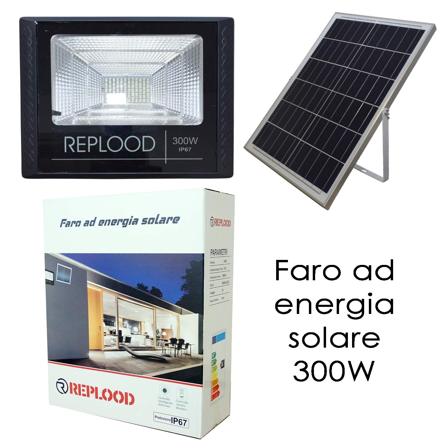 Faro Led 300W Con Pannello Solare