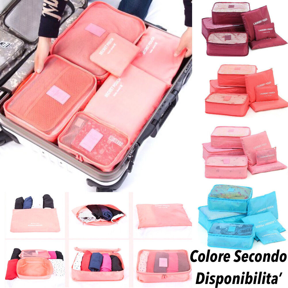 Set organizzatore valigia di 6 sacche di diversa misura