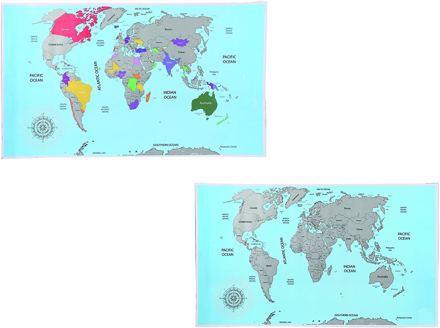 Envami® Mappa Del Mondo Da Grattare - Cartina Mondo- Italiano -Più