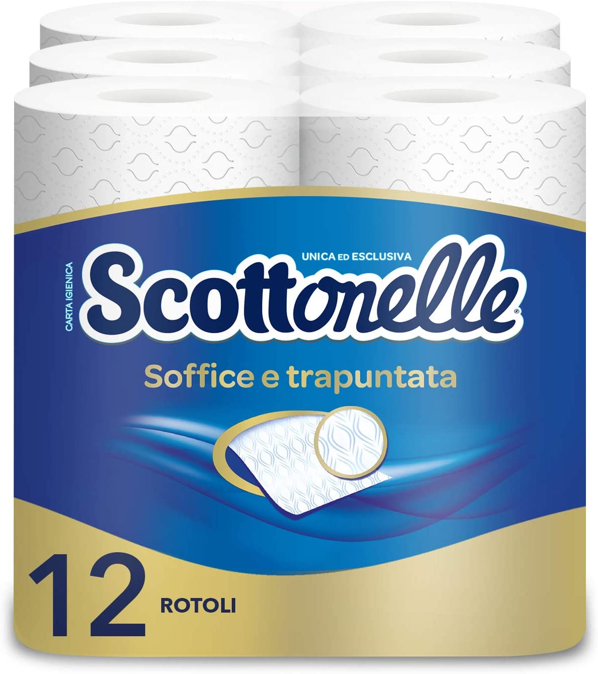 Scottonelle Carta Igienica Soffice e Trapuntata Set da 12 Rotoli Bagno.