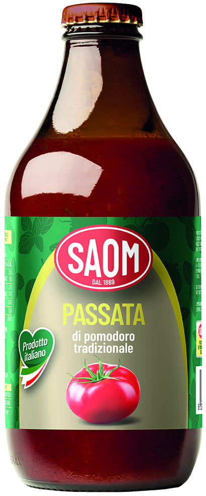 6x Saom Passata di Pomodoro Tradizionale 330gr Pomodori Italiani in Vetro 6x330g.